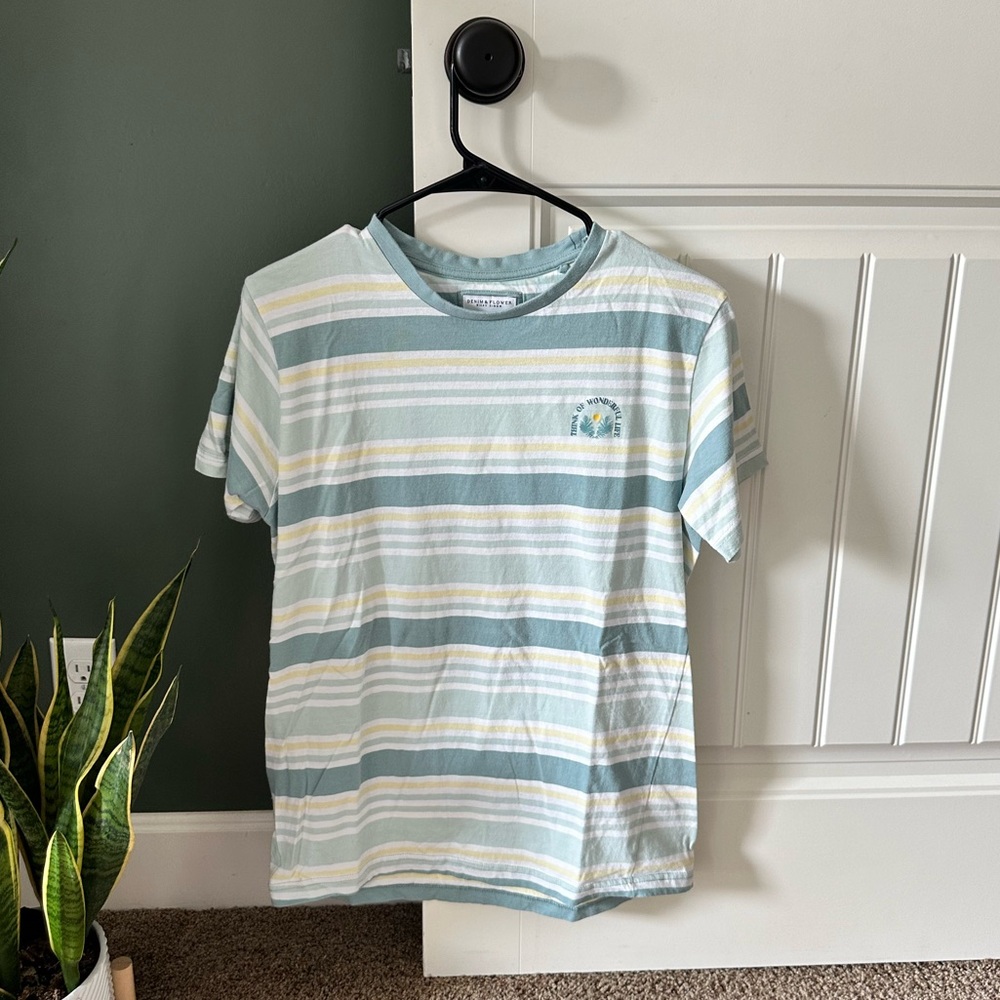 Men’s Denim & Flower Striped Tee
